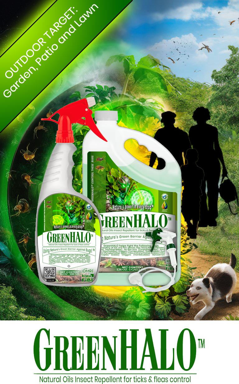 GreenHalo™. Insecticide and repellant for ticks & fleas control.