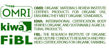 Bright OrganiX Organic products registed for OMRI, Kiwa and FiBL